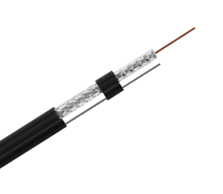 Cáp đồng trục tiêu chuẩn RG6MF Sê-ri 75 Ohm—Băng đơn & dây bện với Messenger, Jelly