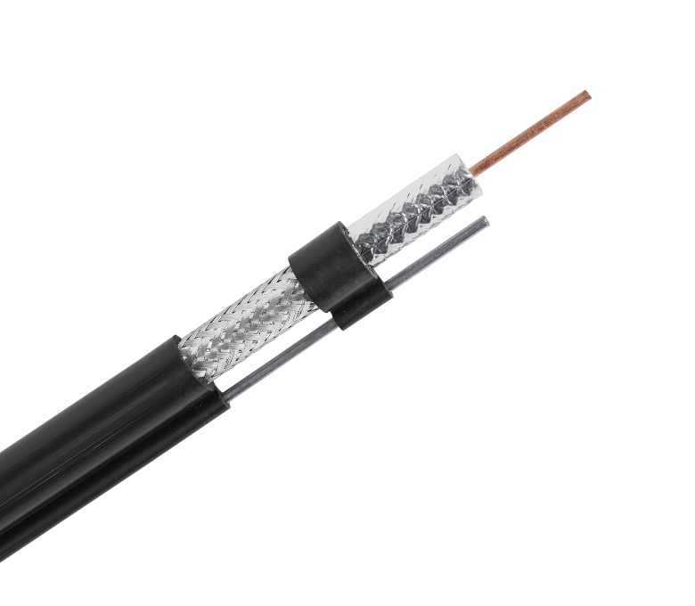 Cáp đồng trục tiêu chuẩn RG11M sê-ri 75 Ohm—Băng đơn & dây bện với Messenger